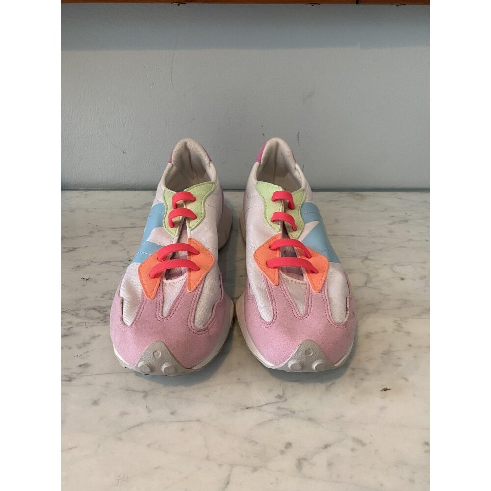 New Balance 327 Shoes Kids Size 5 Pastel Pink Blue Green Suede Mesh Retro - Picture 2 of 5